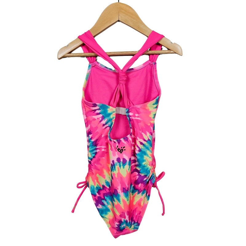 Justice Girls Tie Dye One Piece Swimsuit Size 7 Pink back