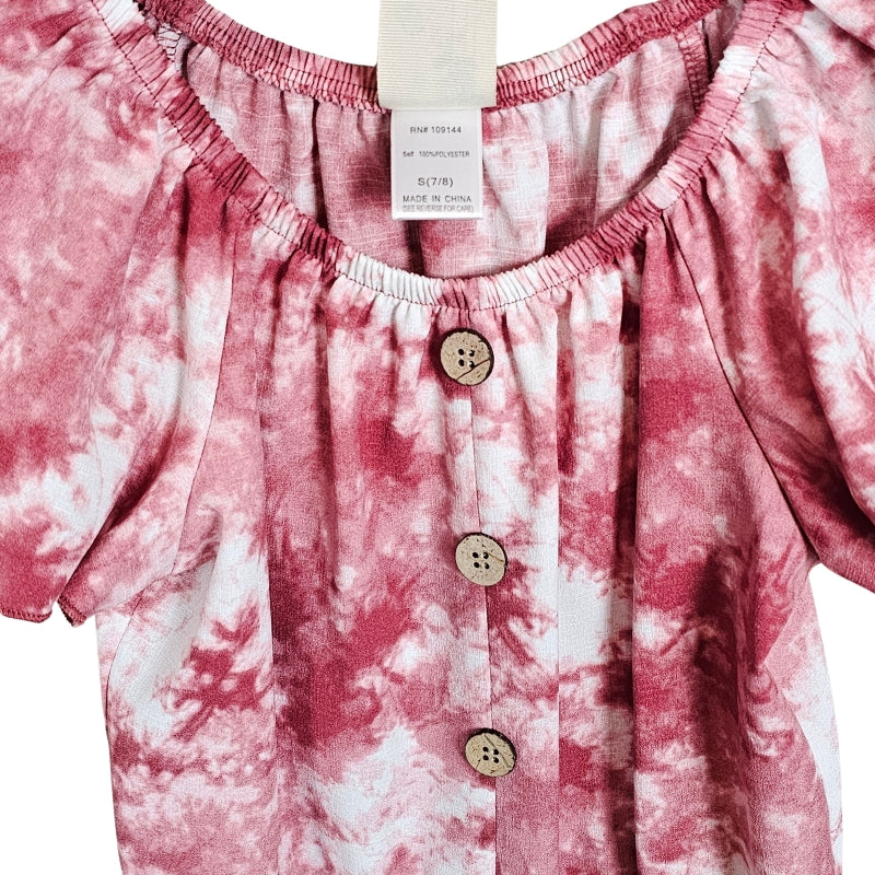 Lily Bleu Girls Tie Dye Top S 7/8 Pink close up