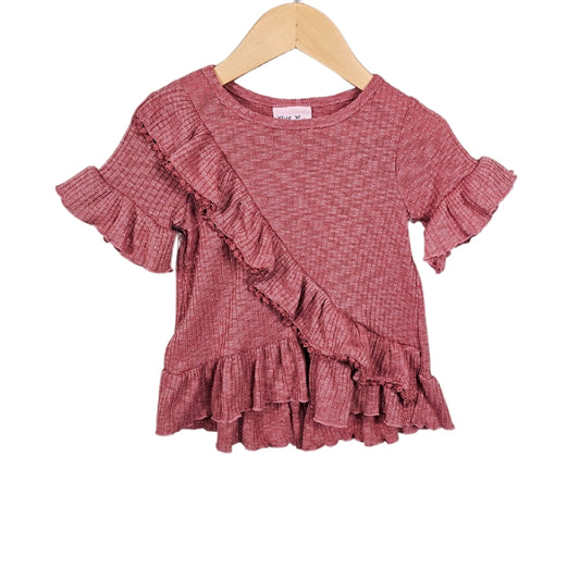 Little Lass Knit Bell Sleeve Top Pink 2T front