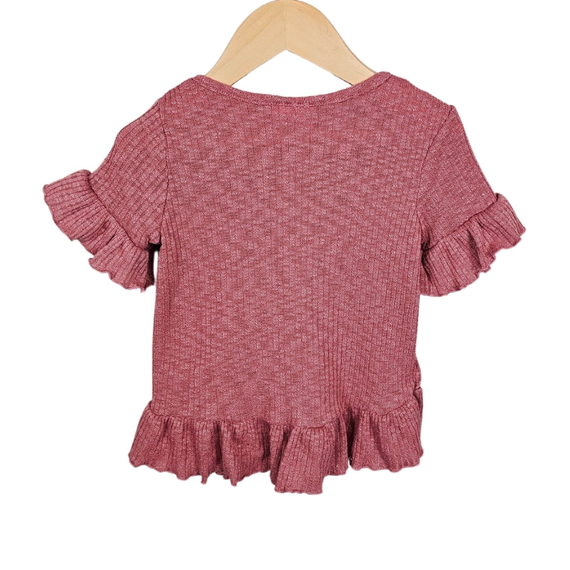 Little Lass Knit Bell Sleeve Top Pink 2T back