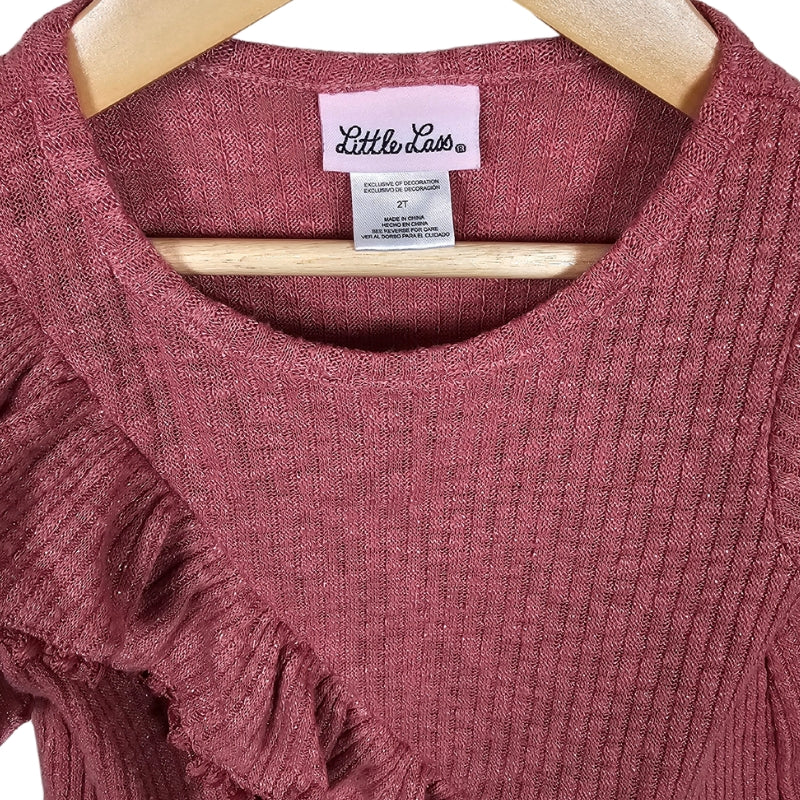 Little Lass Knit Bell Sleeve Top Pink 2T tag