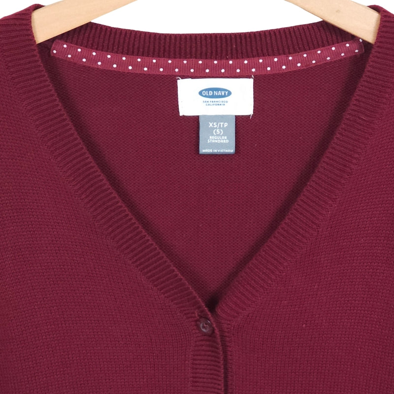 Old Navy Girls Cardigan Sweater XS (5) Maroon Size tag