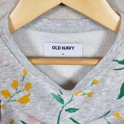 Old Navy Girls Floral Sweatshirt 4T Grey tag