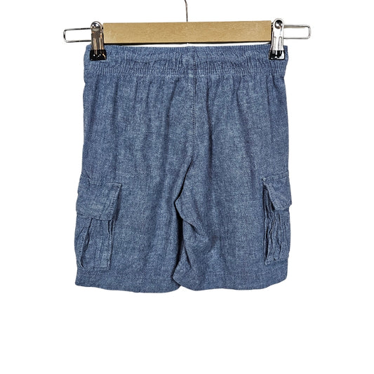 Old Navy Linen Chambray Cargo Shorts Size 6/7 Blue View 2