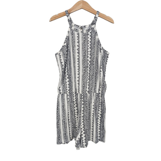 Old Navy Girls Patterned Romper Black White 10/12 View 1