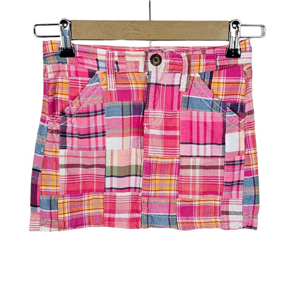 Old Navy Girls Plaid Patchwork Skirt Size 8 Pink front