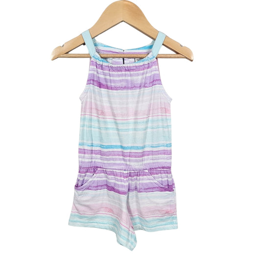 Oshkosh Toddler Girls Tie Dye Striped Romper Purple 3T View 1