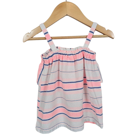 Carters Toddler Girls Striped Tank Top Pink White 2T View 2