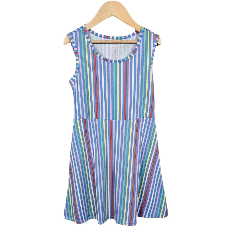 Wonder Nation Girls Striped Dress M 7/8 Blue front