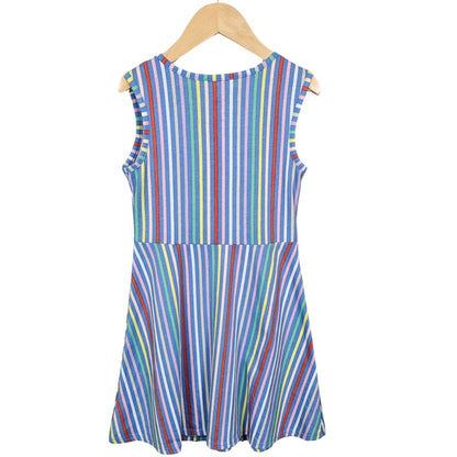 Wonder Nation Girls Striped Dress M 7/8 Blue back