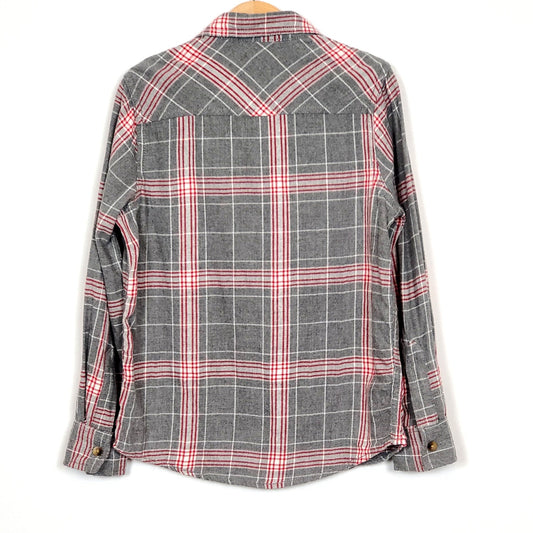 Arizona Boys Grey Red Flannel Plaid Shirt Size 6 Used, back