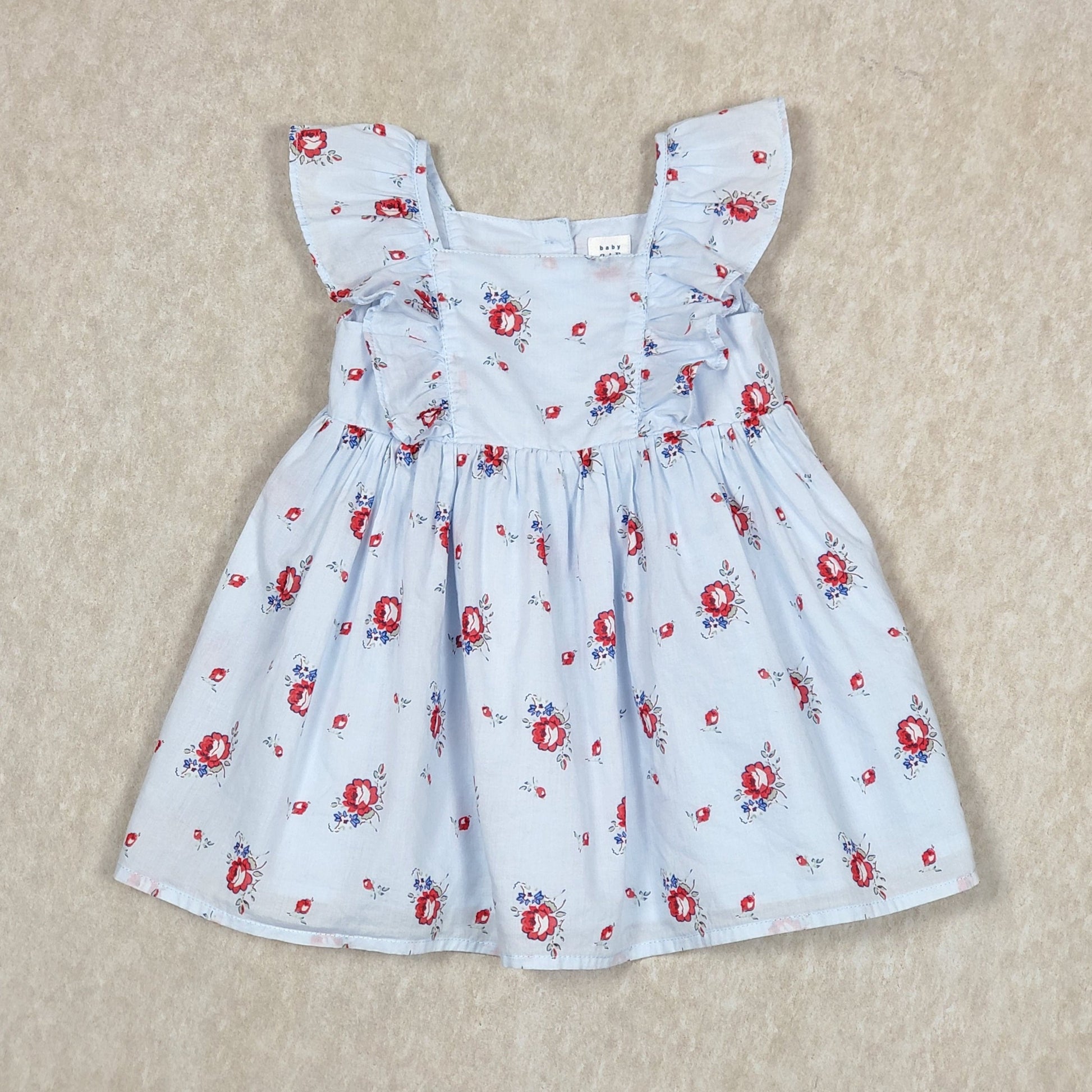 Baby Gap Girls Light Blue Floral Dress 6M Used, front