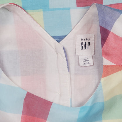Baby Gap Girls Pastel Multicolor Plaid Dress 4Y Used, close-up