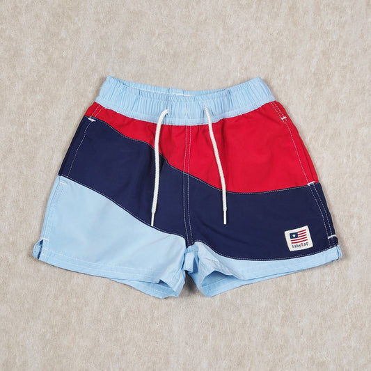 Baby Gap Boys Swim Trunks Blue Red Used, front
