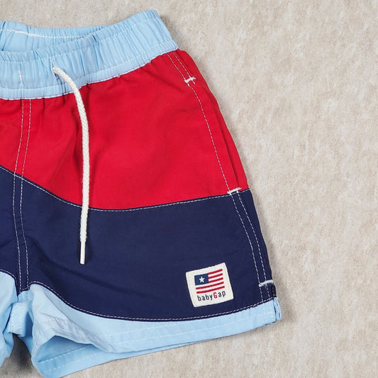 Baby Gap Boys Swim Trunks Blue Red Used, brand tag