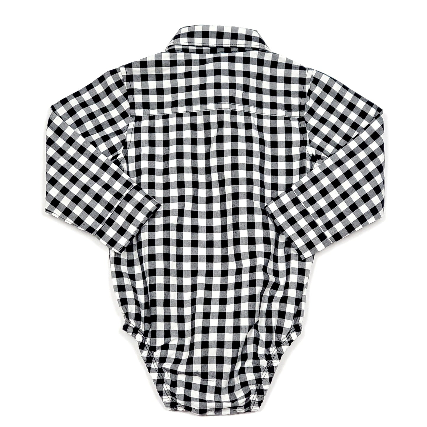 Carters Black White Plaid Boys Bodysuit 18M Used, back