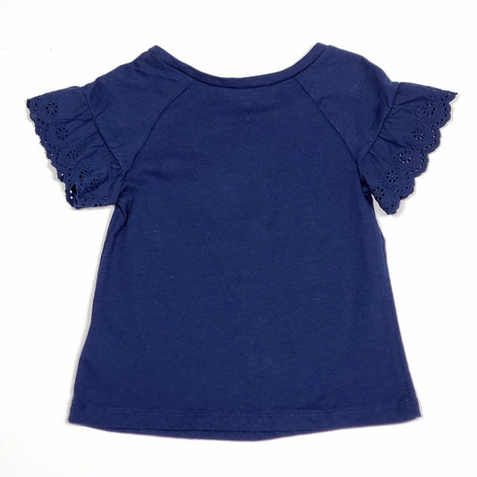 Gap Girls Navy Blue Eyelet Sleeve top 18M NWT View 2
