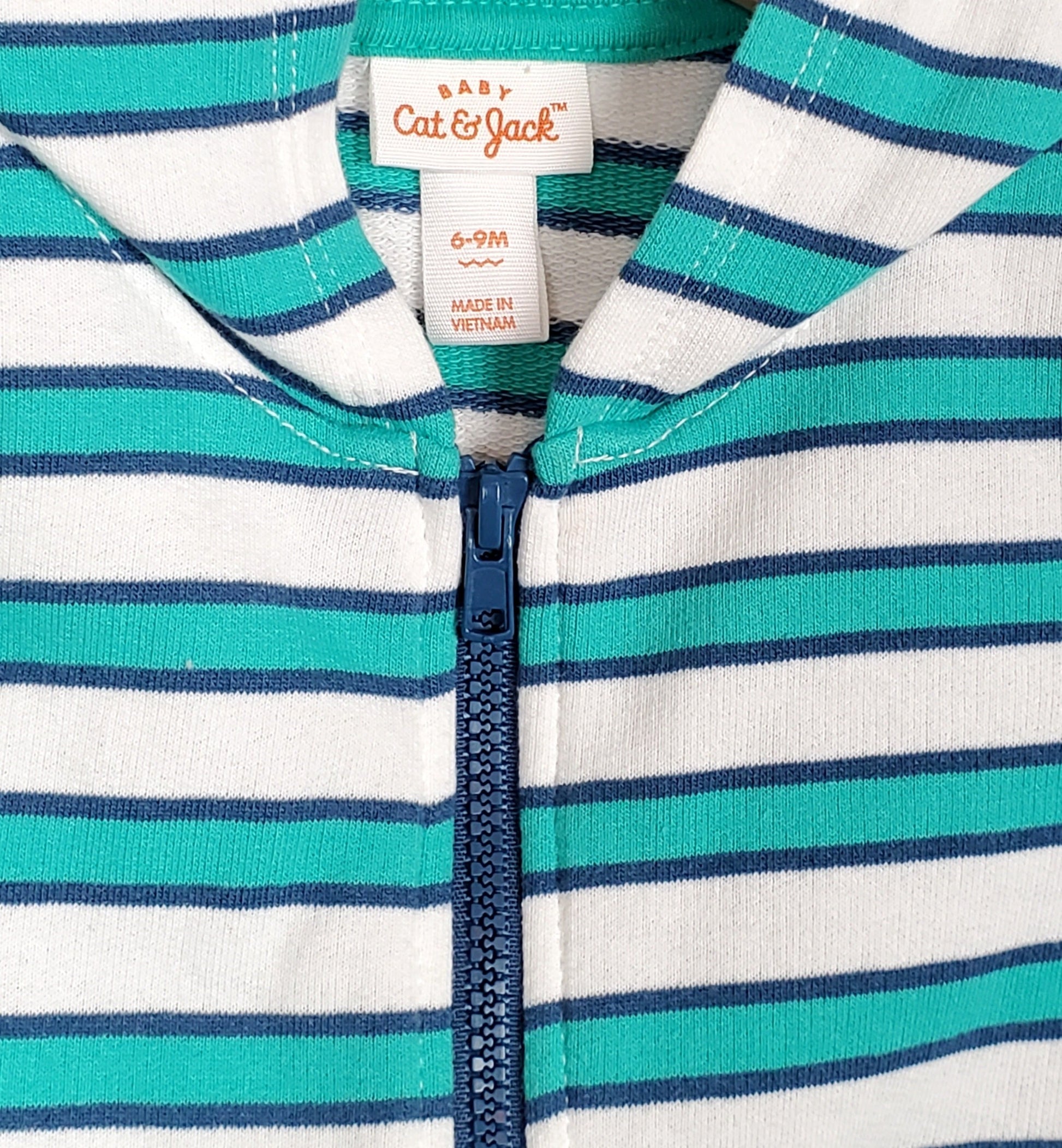 Cat Jack Baby Boys Blue Green Striped Hoodie 6M New with Tags View 3