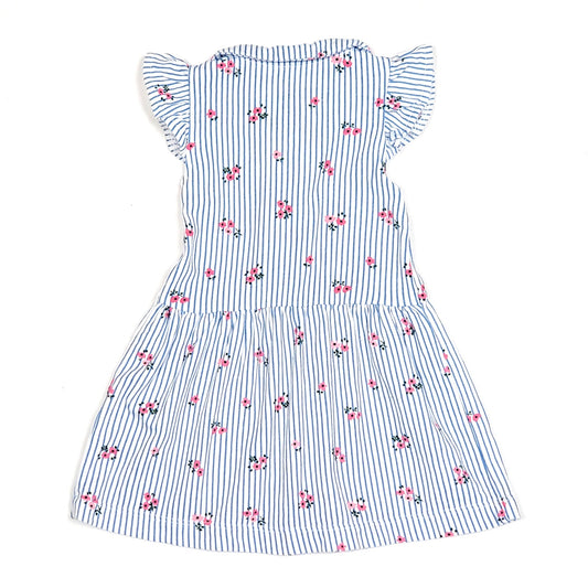 Carters Girls Blue Striped Floral Dress 6M Used View 2