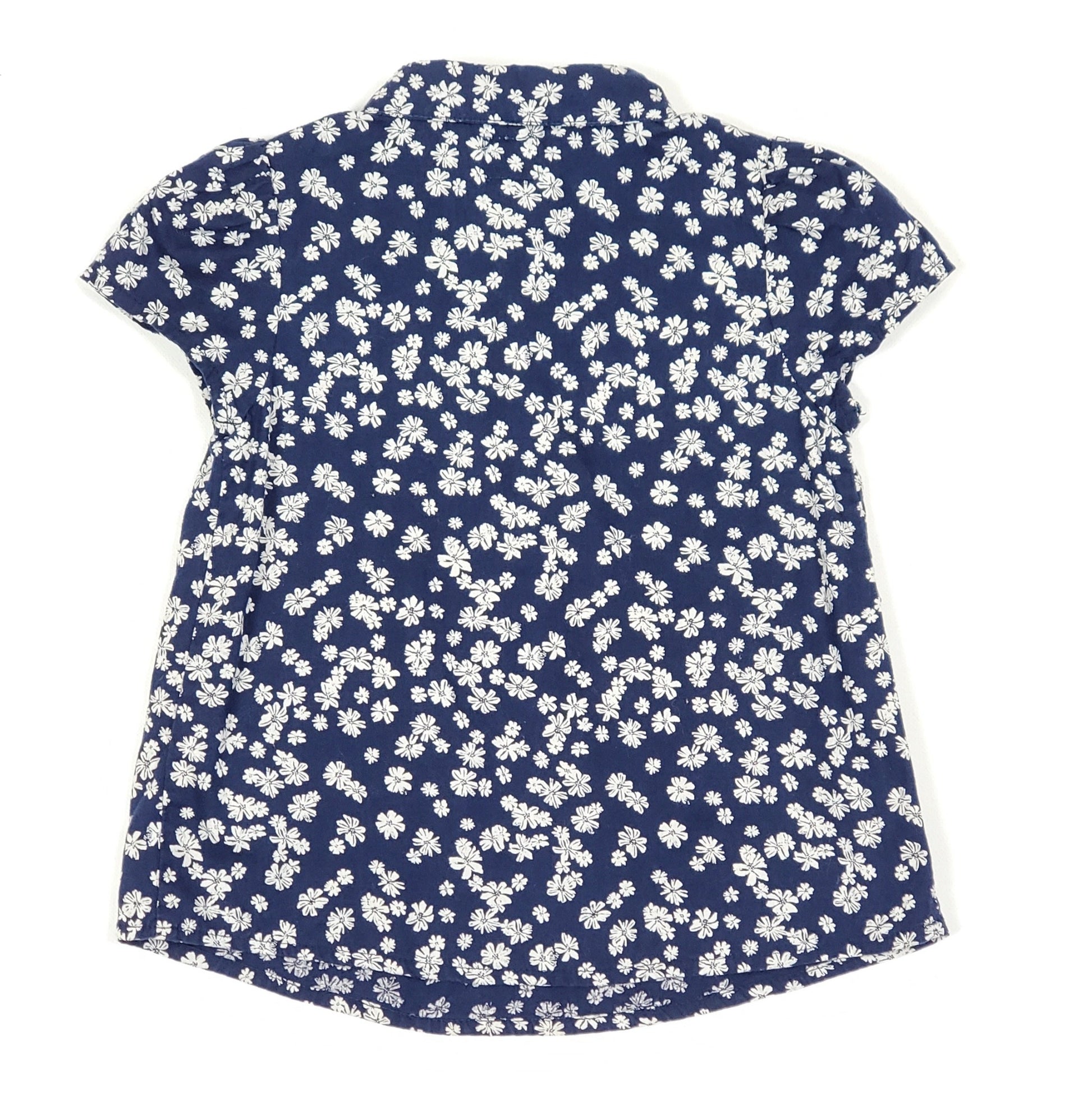 Baby Gap Blue White Floral Girls Top 2T Used, back