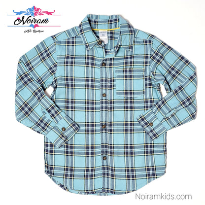 Carters Boys Blue Flannel Plaid Shirt 4T Used View 1
