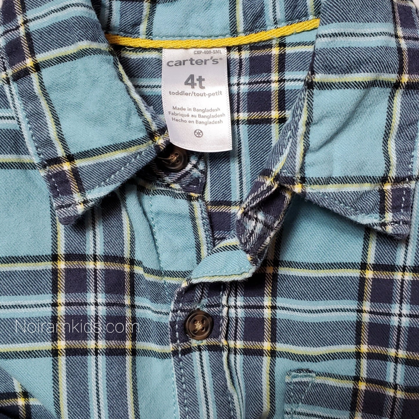 Carters Boys Blue Flannel Plaid Shirt 4T Used View 3