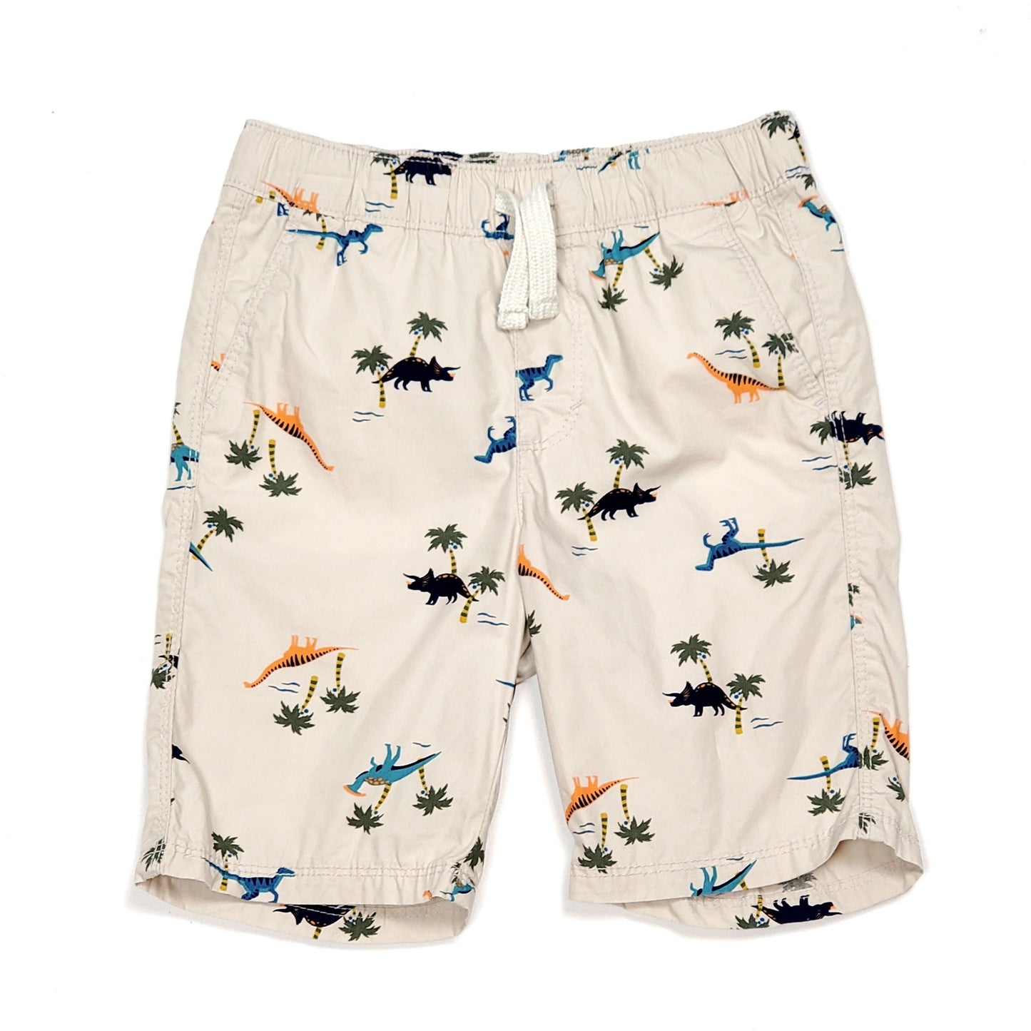 Old Navy Boys Cream Dino Shorts 5T Used, front