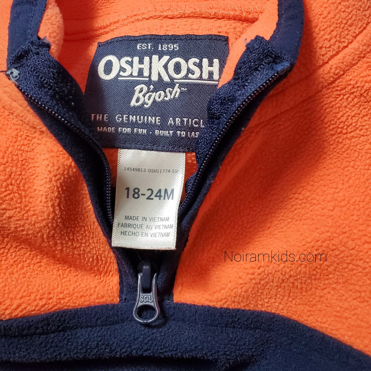 Oshkosh Boys Orange Blue Fleece Pullover Used View 3