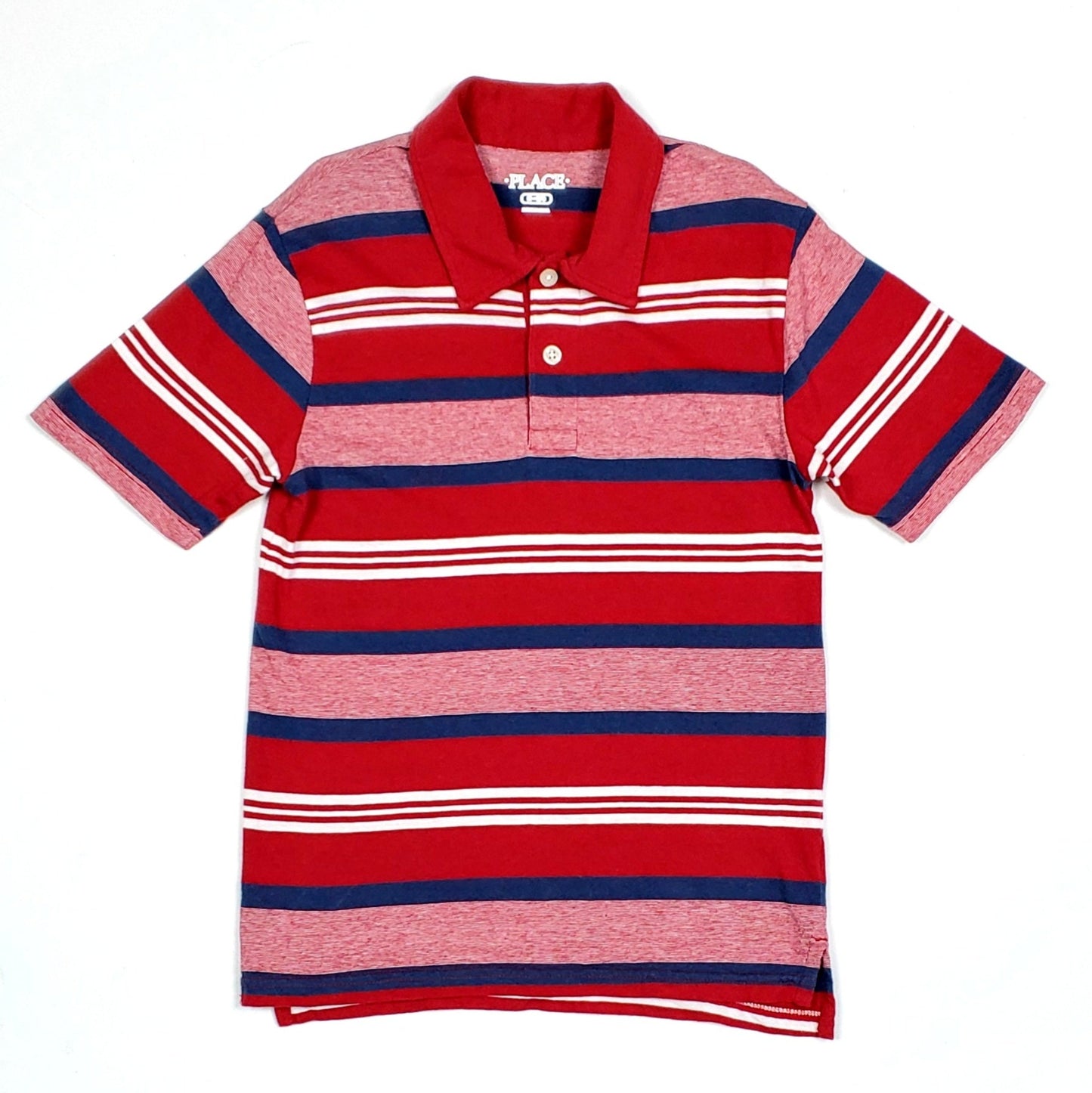 Childrens Place Boys Red Striped Polo Shirt Medium Used View 1