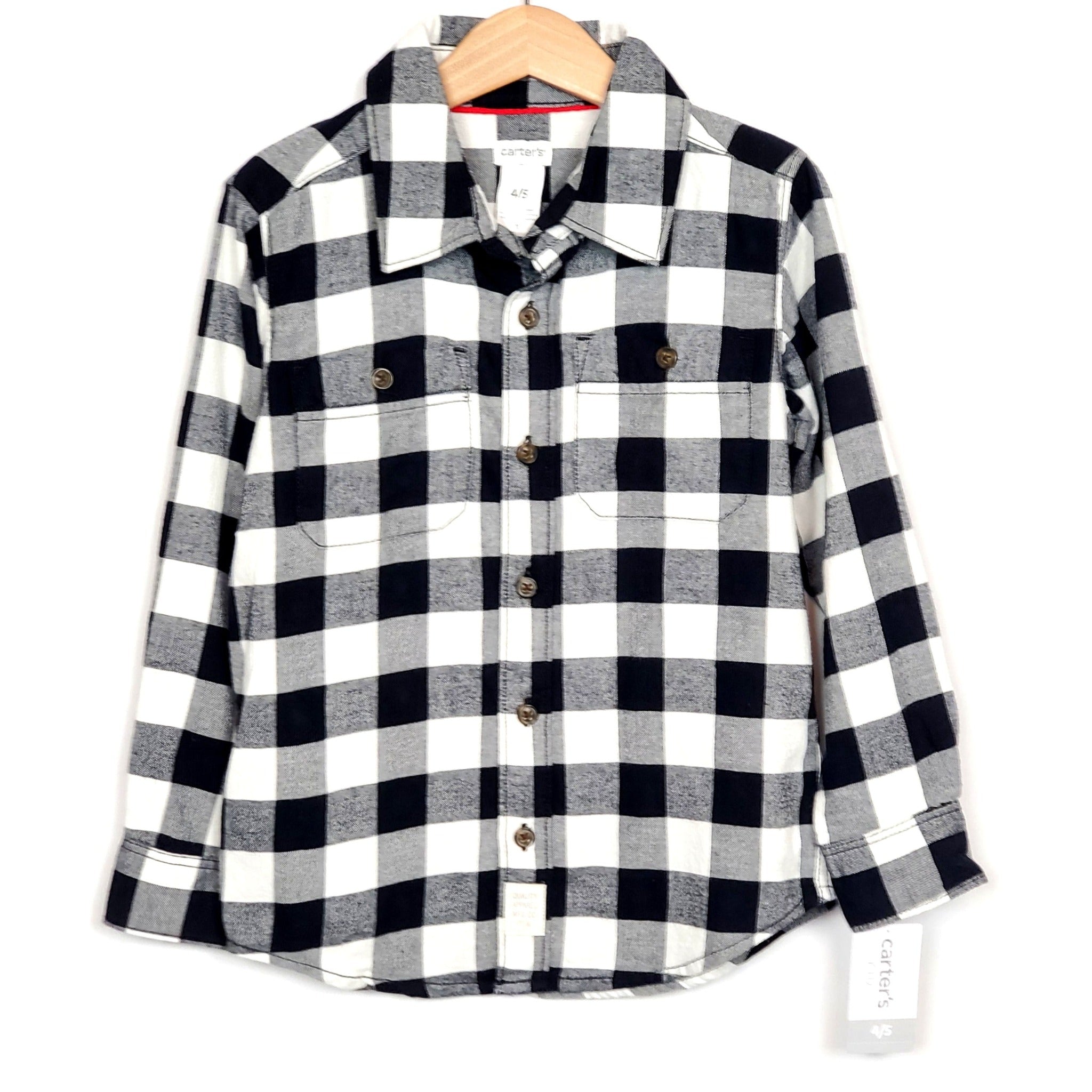 Boys black and 2024 white plaid shirt