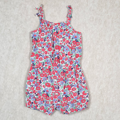 Carters Girls Red Green Floral Romper 6M Used View 3