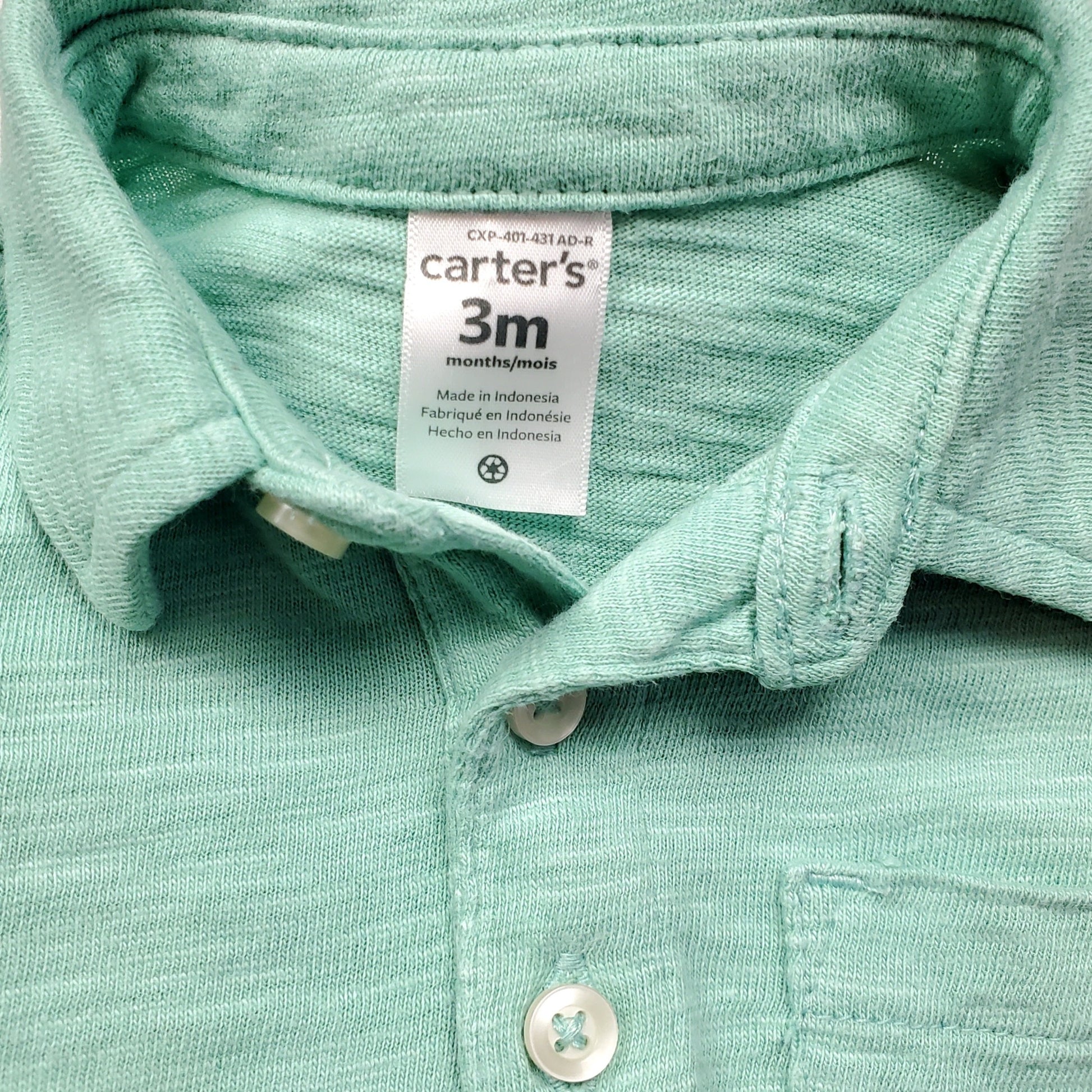 Carters Boys Green Polo Shirt 3M Used View 3