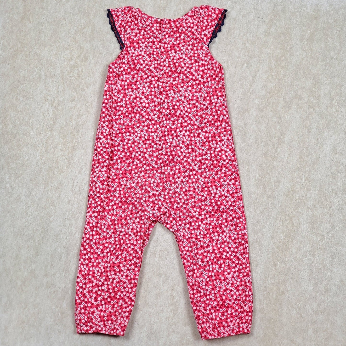 Carters Girls Pink Floral Jumpsuit 12M Used View 2