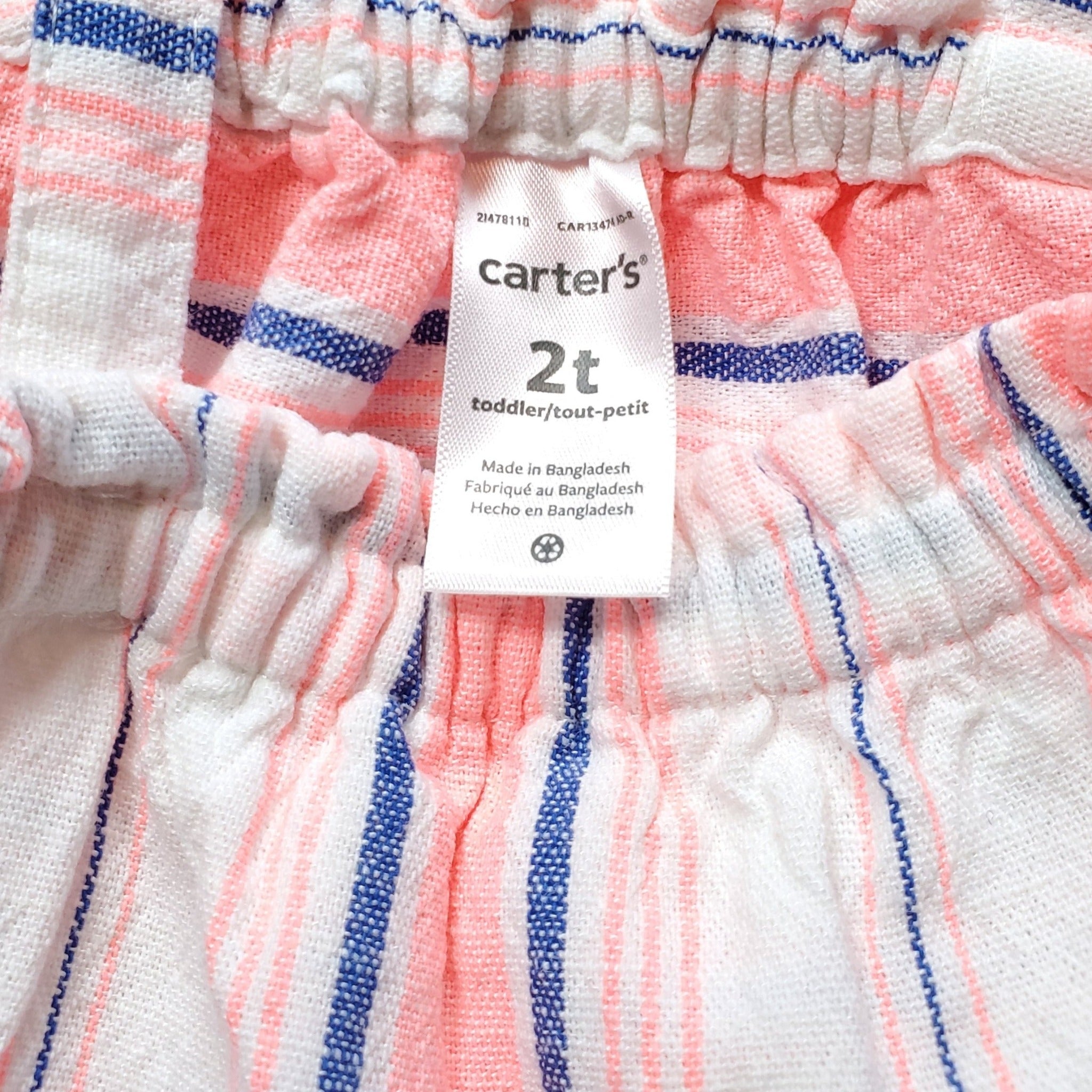 Carters Girls Pink White Striped Tank Top 2T Noiram Kids Boutique