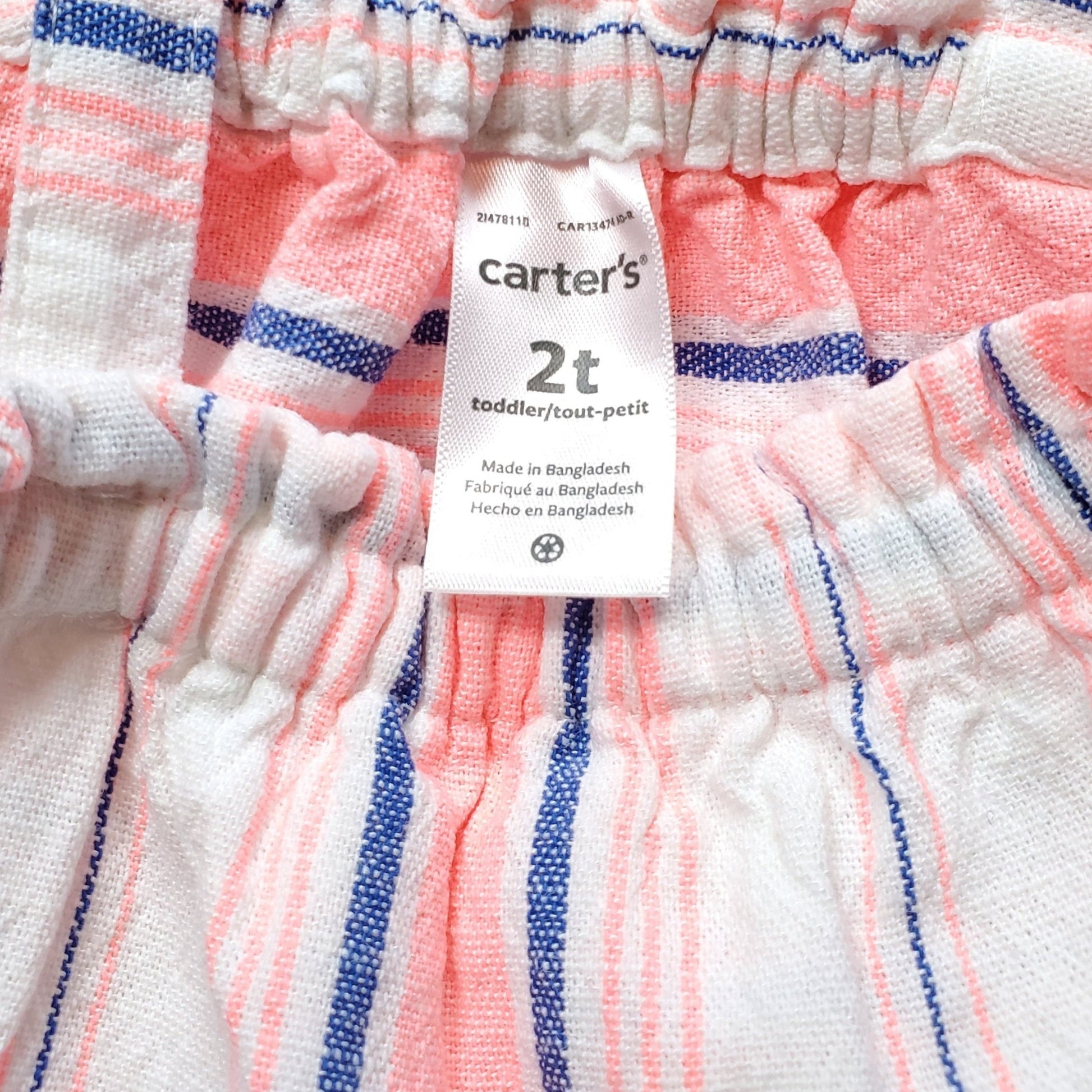 Carters Girls Pink White Striped Tank Top 2T Used View 3