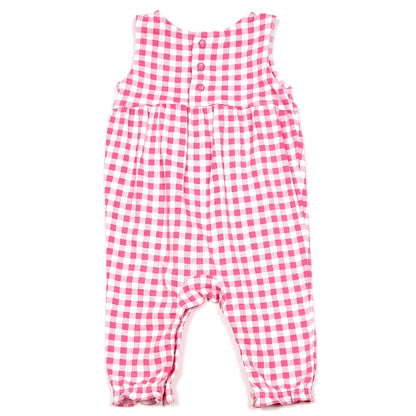 Carters Girls Pink White Plaid Jumpsuit 3M Used View 2