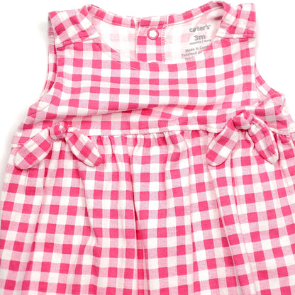 Carters Girls Pink White Plaid Jumpsuit 3M Used View 3