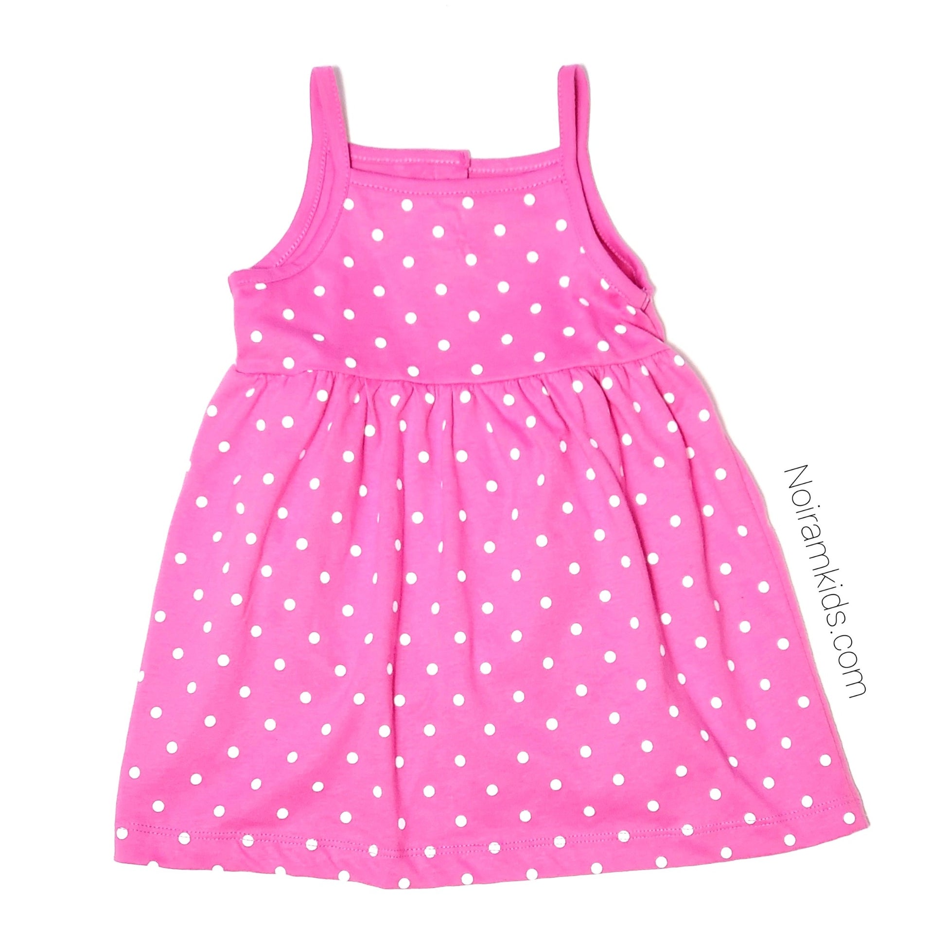 Carters Pink White Polka Dot Girls Dress 12M, back