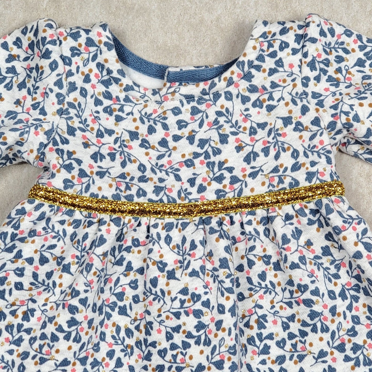 Carters Girls Blue 2 Piece Floral Sweater Dress NB Used View 2