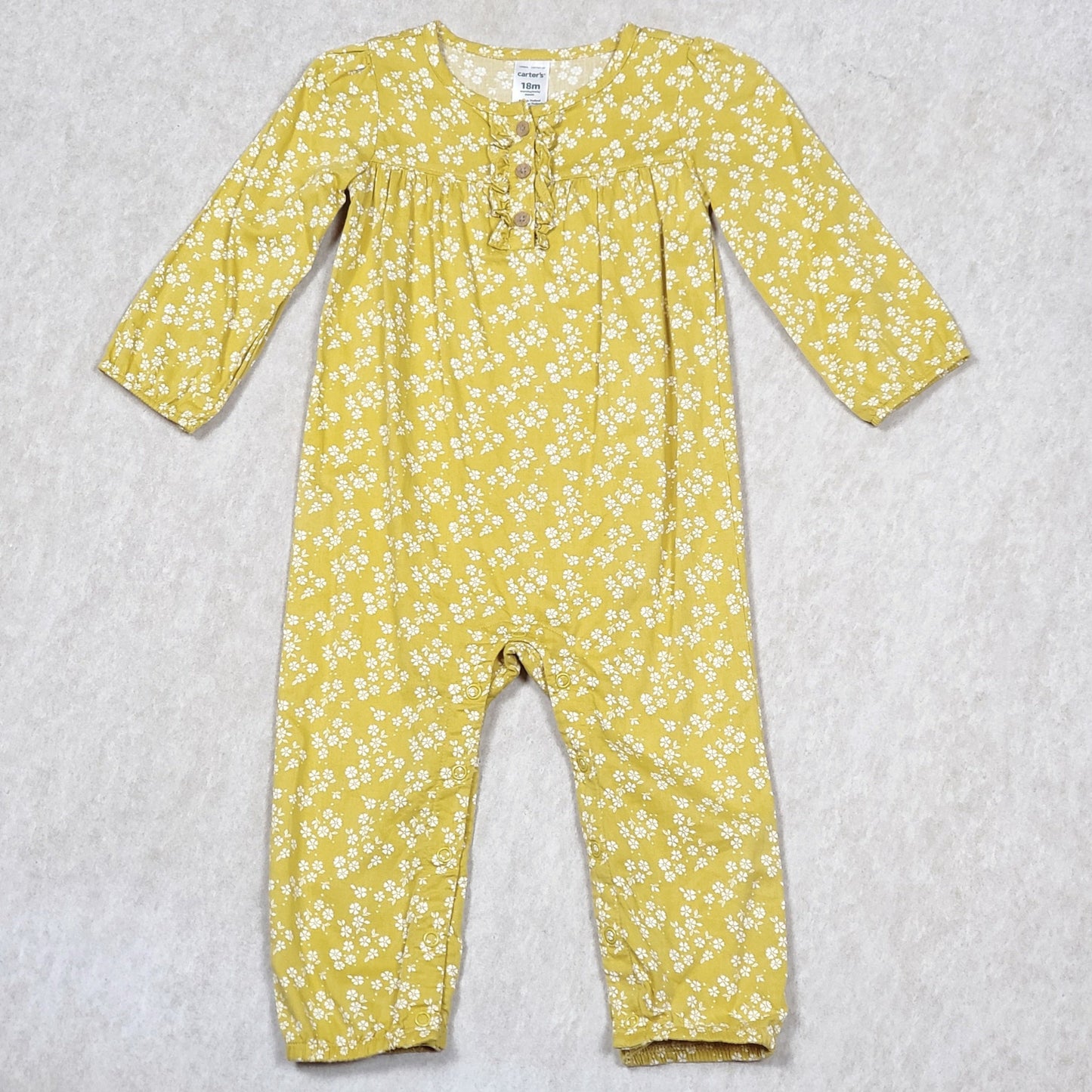 Carters Girls Yellow White Floral Jumpsuit 18M Used View 1