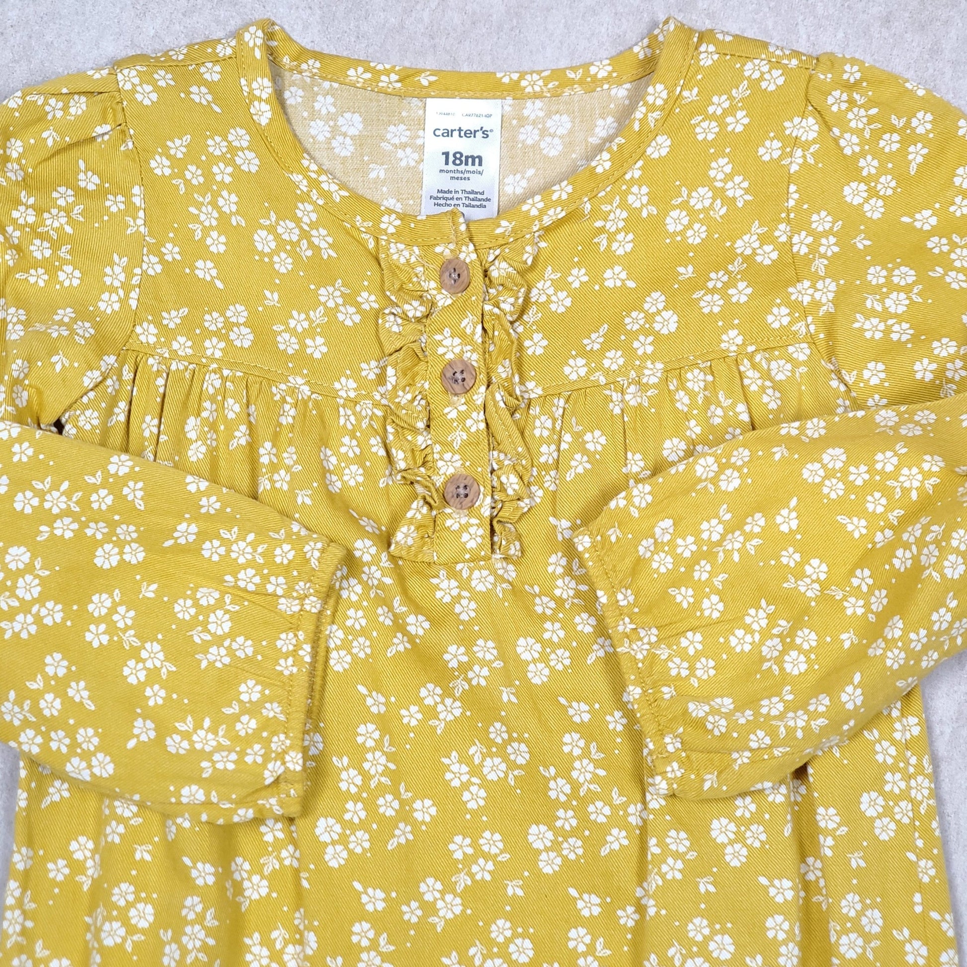 Carters Girls Yellow White Floral Jumpsuit 18M Used View 3