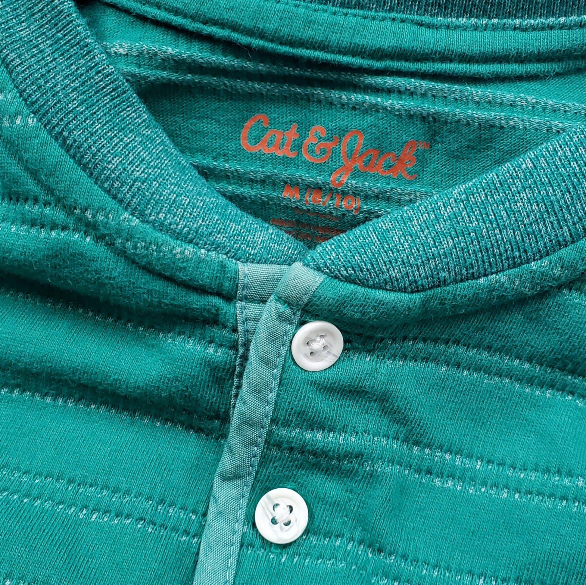 Cat Jack Boys Green Henley Shirt 8 Used View 3