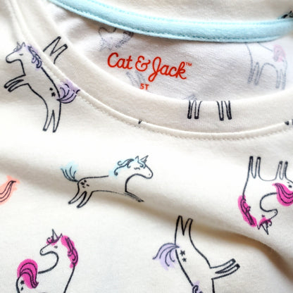 Cat Jack Girls Ivory Unicorn Print Shirt 5T Used View 3