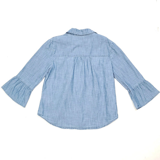 Gap Chambray Denim Bell Sleeve Girls Top Medium Used View 2