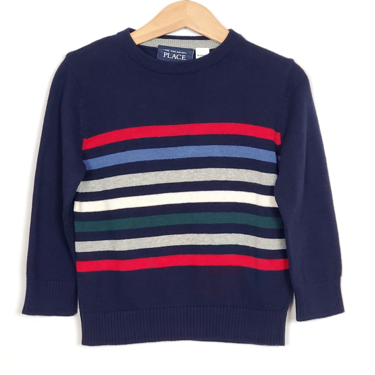 Childrens Place Boys Blue Striped Sweater 18 Months NWT View 1