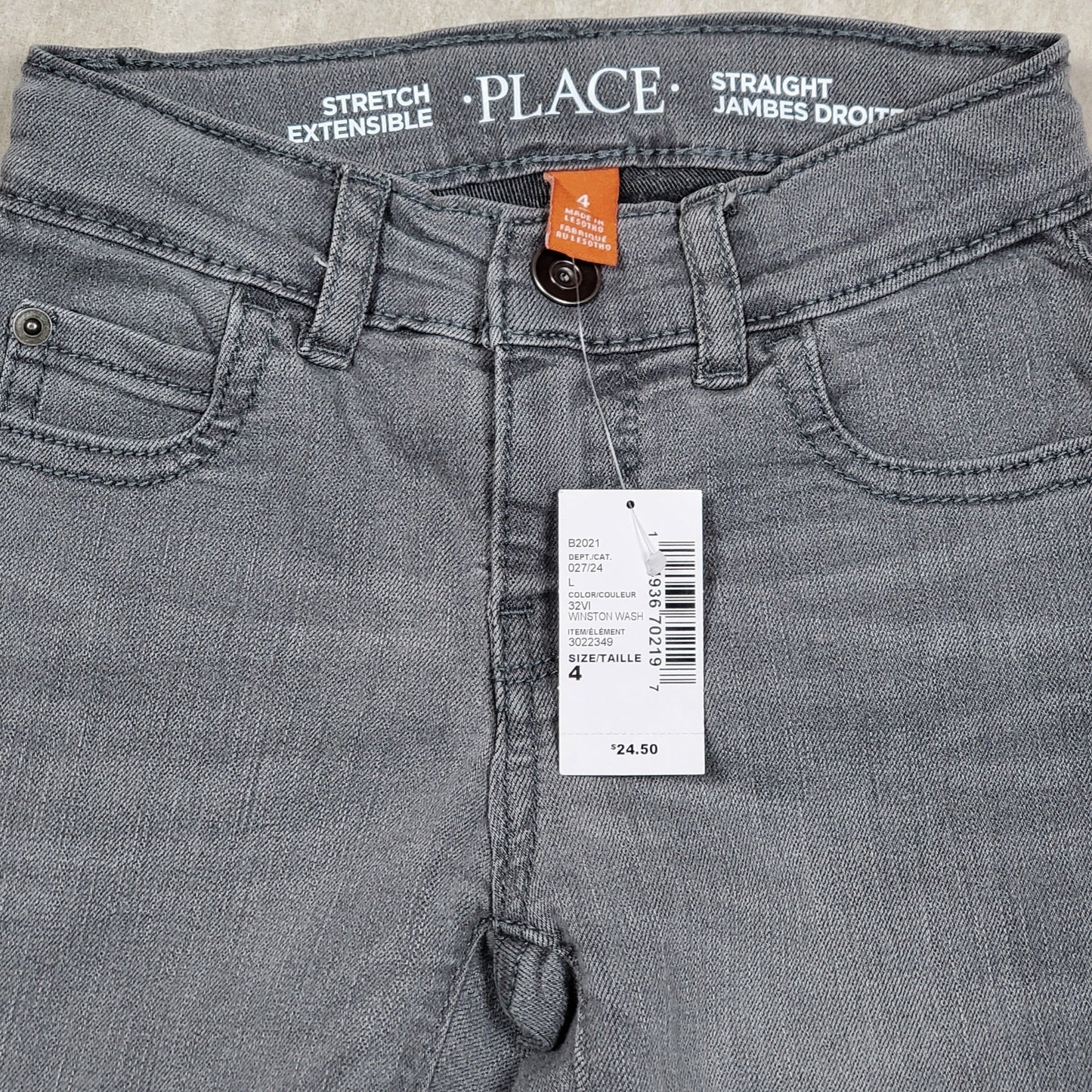 Childrens Place Boys Grey Jeans Size 4 NWT View 3