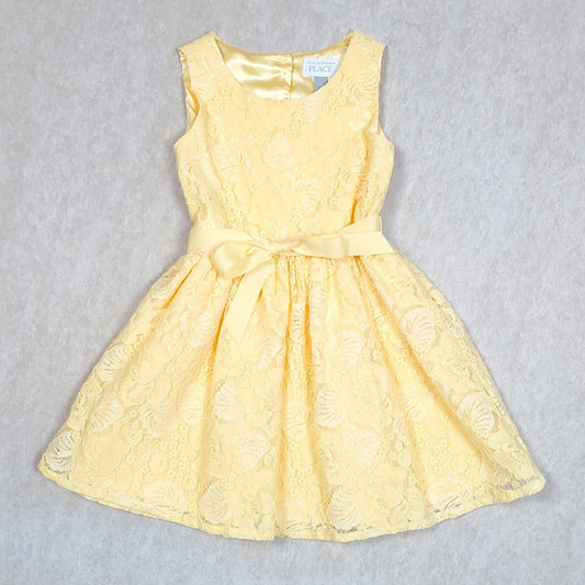 Childrens Place Girls Yellow Lace Dress 5T NWOT, front