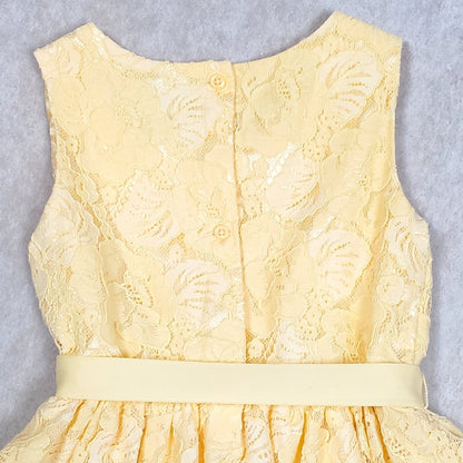 Childrens Place Girls Yellow Lace Dress 5T NWOT, back close-up