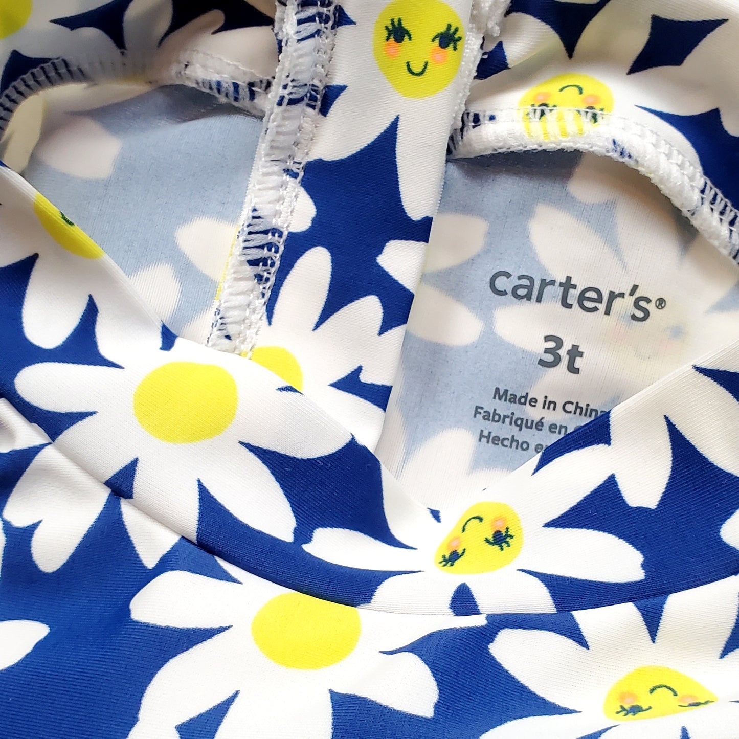 Carters Girls Daisy Floral Swimsuit 3T Used, close-up
