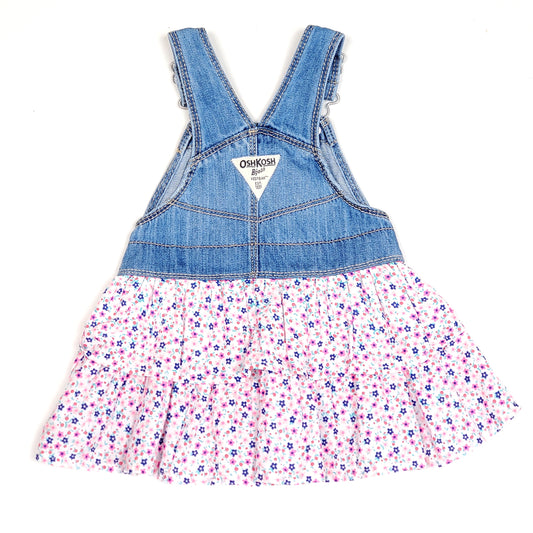 Oshkosh Girls Denim Floral Overall Dress 6M Used View 2